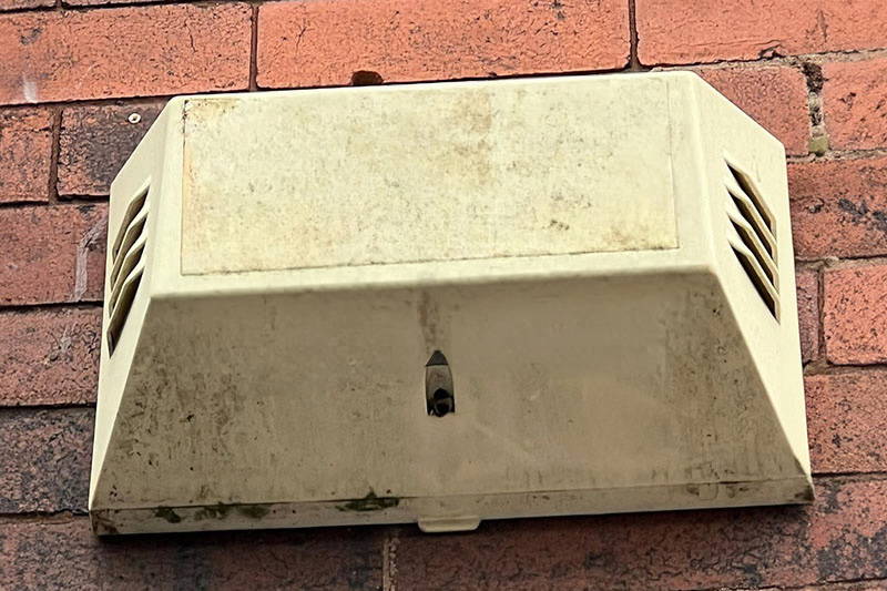 Old unbranded faded alarm bell box